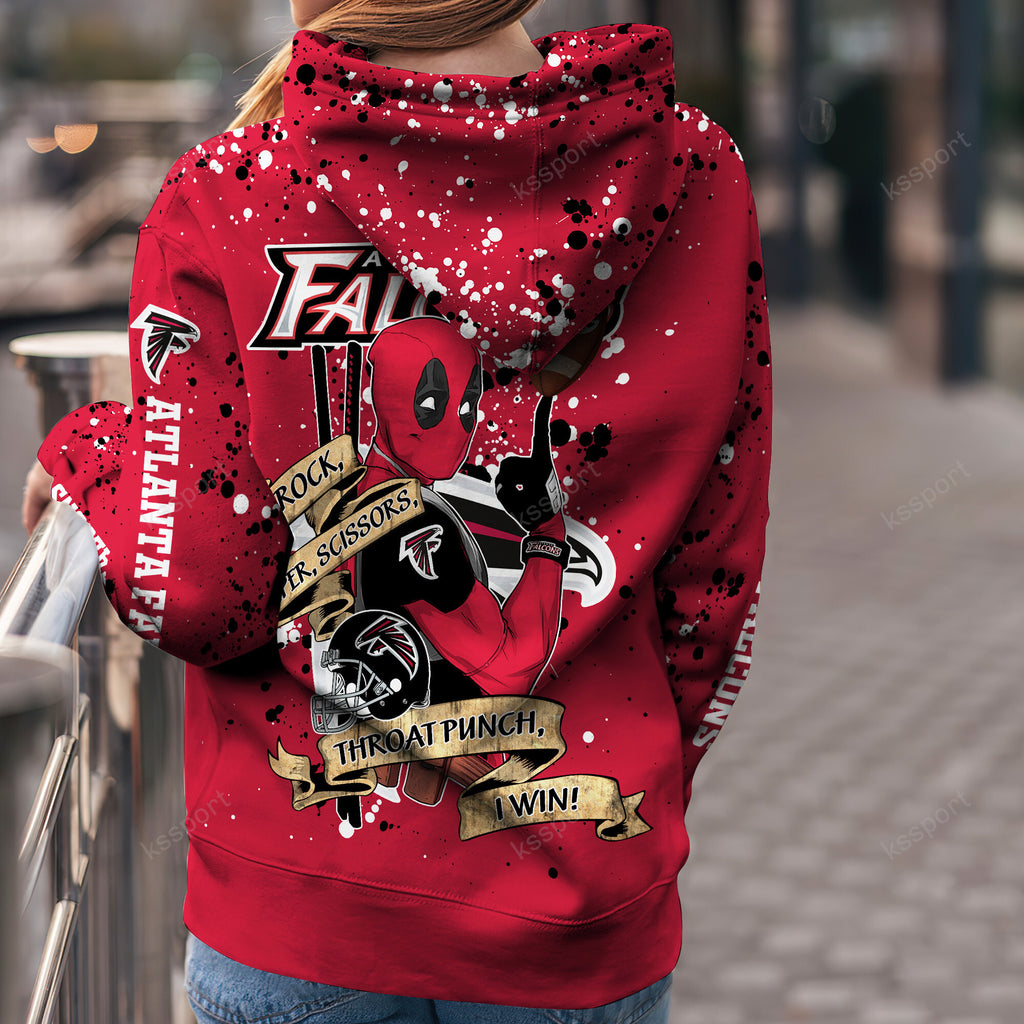 Custom NFL Atlanta Falcons Hoodie Leggings Rock Paper Scissors Throat Punch I Win Hoodie