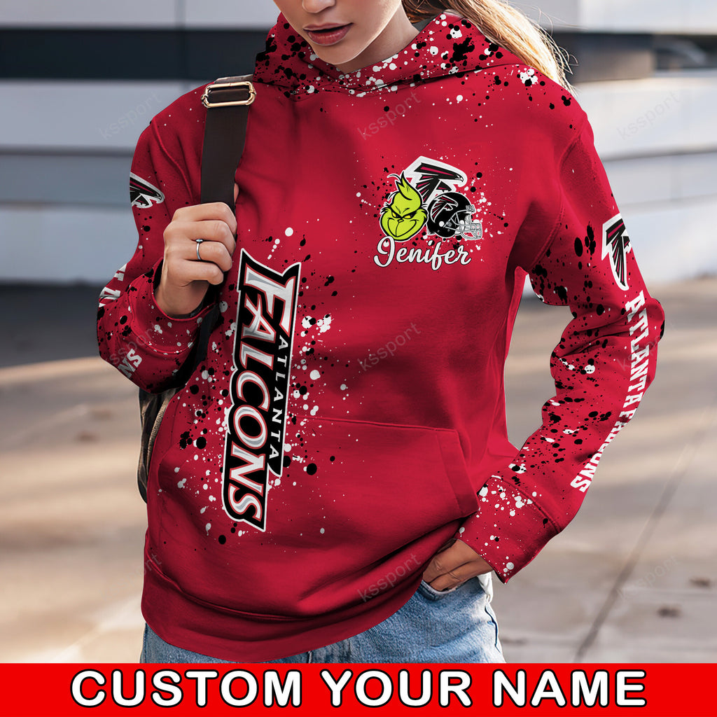 Custom NFL Atlanta Falcons Hoodie Leggings The Grinch Hoodie Rock Paper Scissors Throat Punch I Win