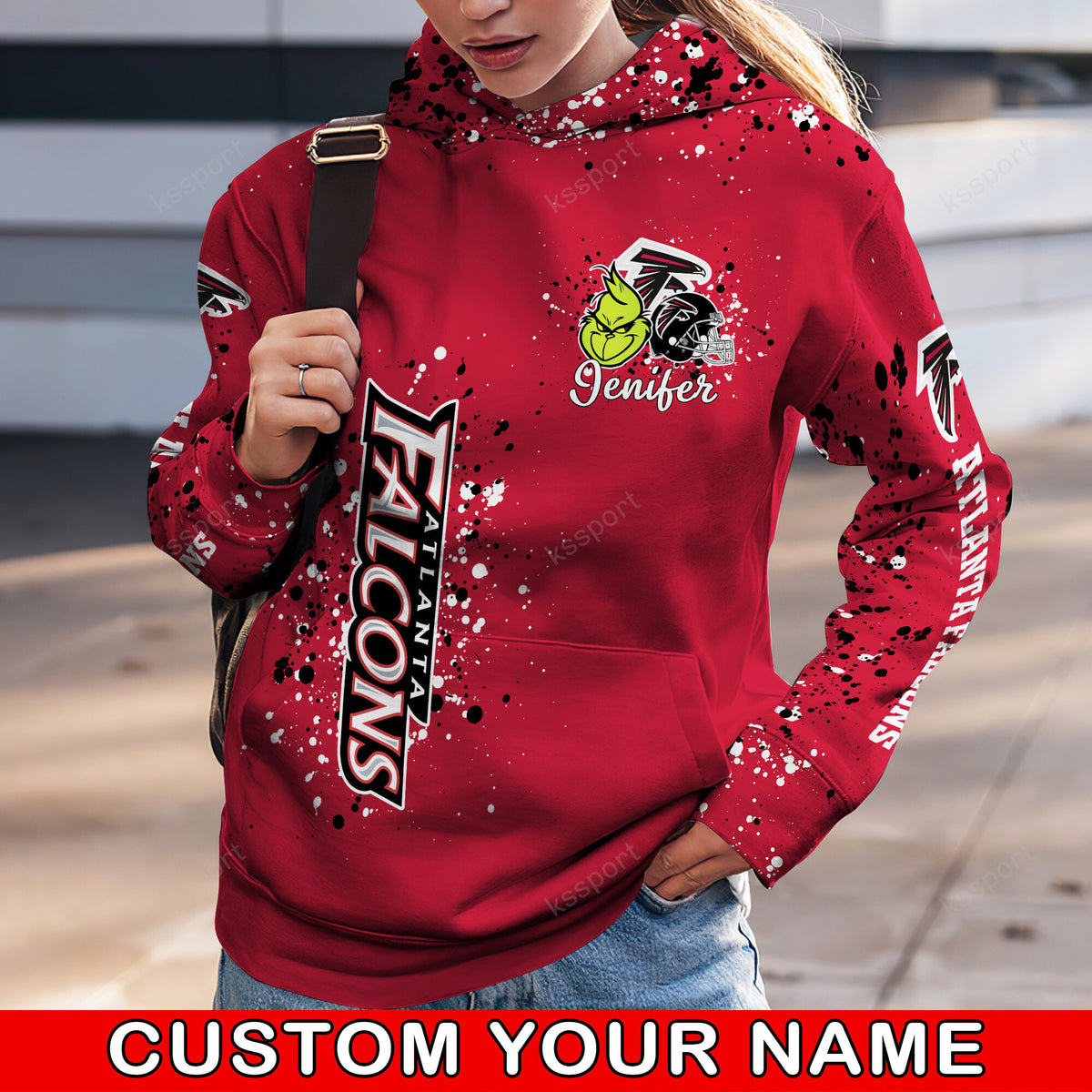 Custom NFL Atlanta Falcons Hoodie Leggings The Grinch Hoodie Rock Paper Scissors Throat Punch I Win