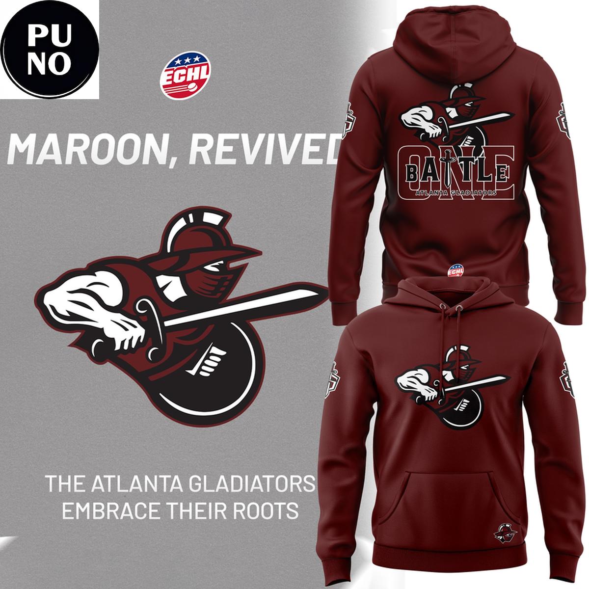 Atlanta Gladiators 2026 Heritage Maroon Hoodie T-shirt