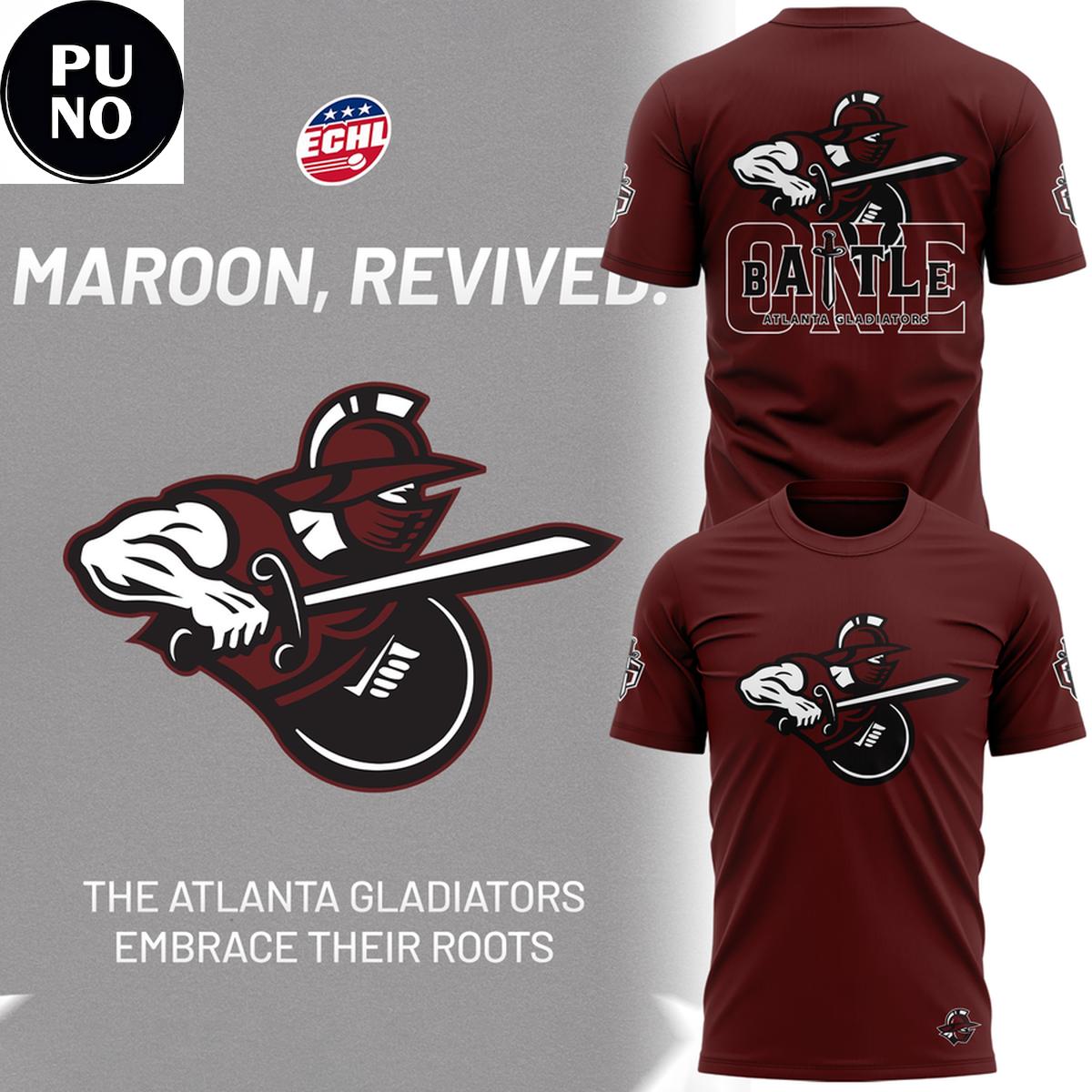 Atlanta Gladiators 2026 Heritage Maroon Hoodie T-shirt