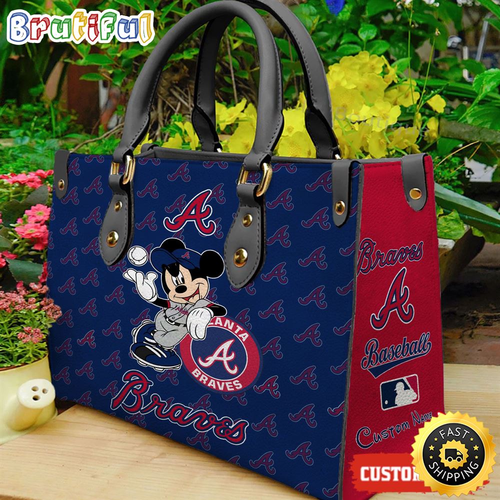 Atlanta Braves Mickey Women Leather Hand Bag