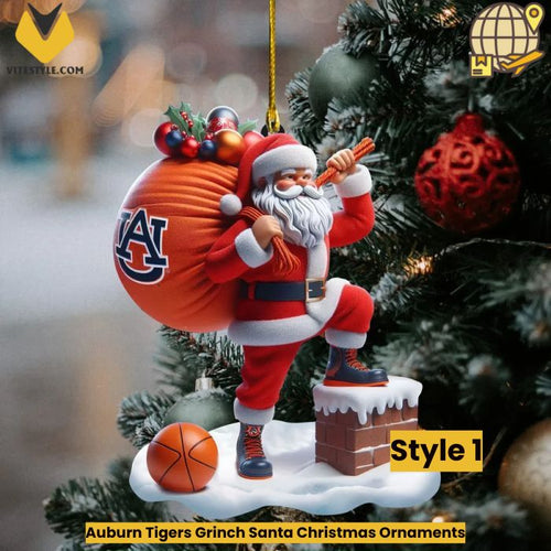 Auburn Tigers Grinch Santa Christmas Ornaments
