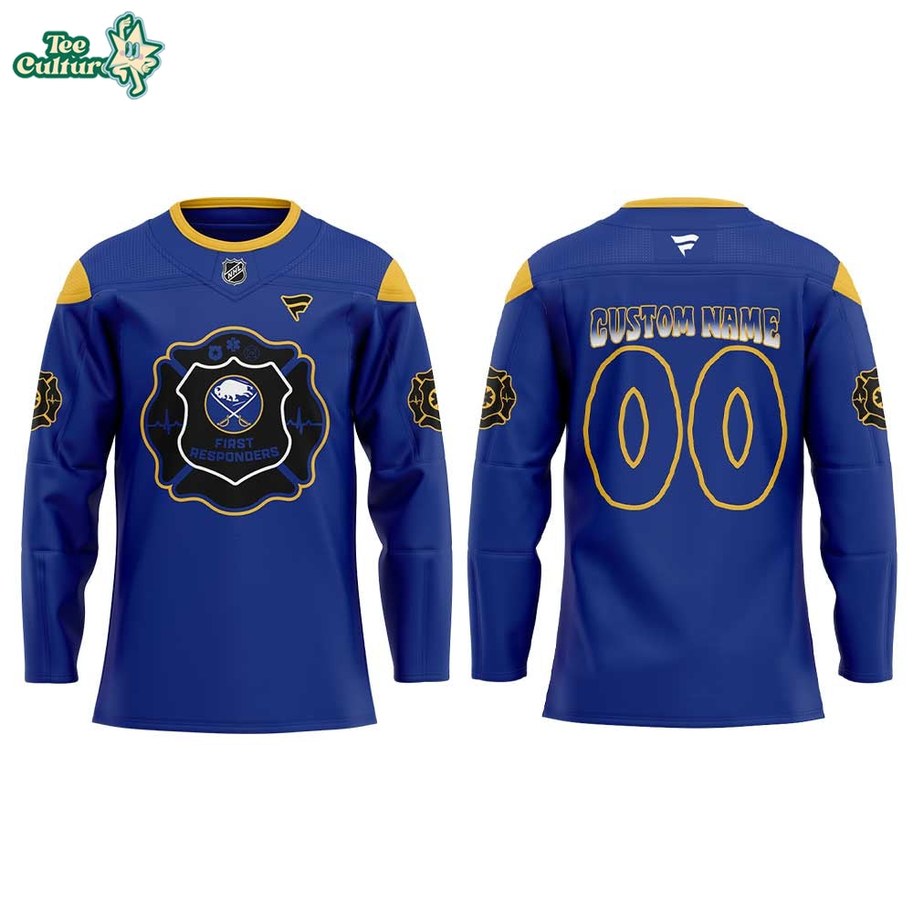 Buffalo Sabres First Responders Night 2026 Blue Hockey Jersey Custom Name, Number