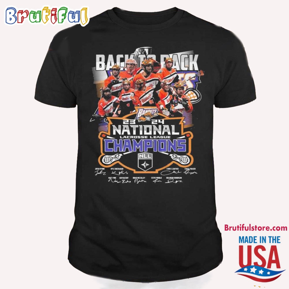 Back To Back Buffalo Bandits 23 24 Nll Champions Signatures T Shirt