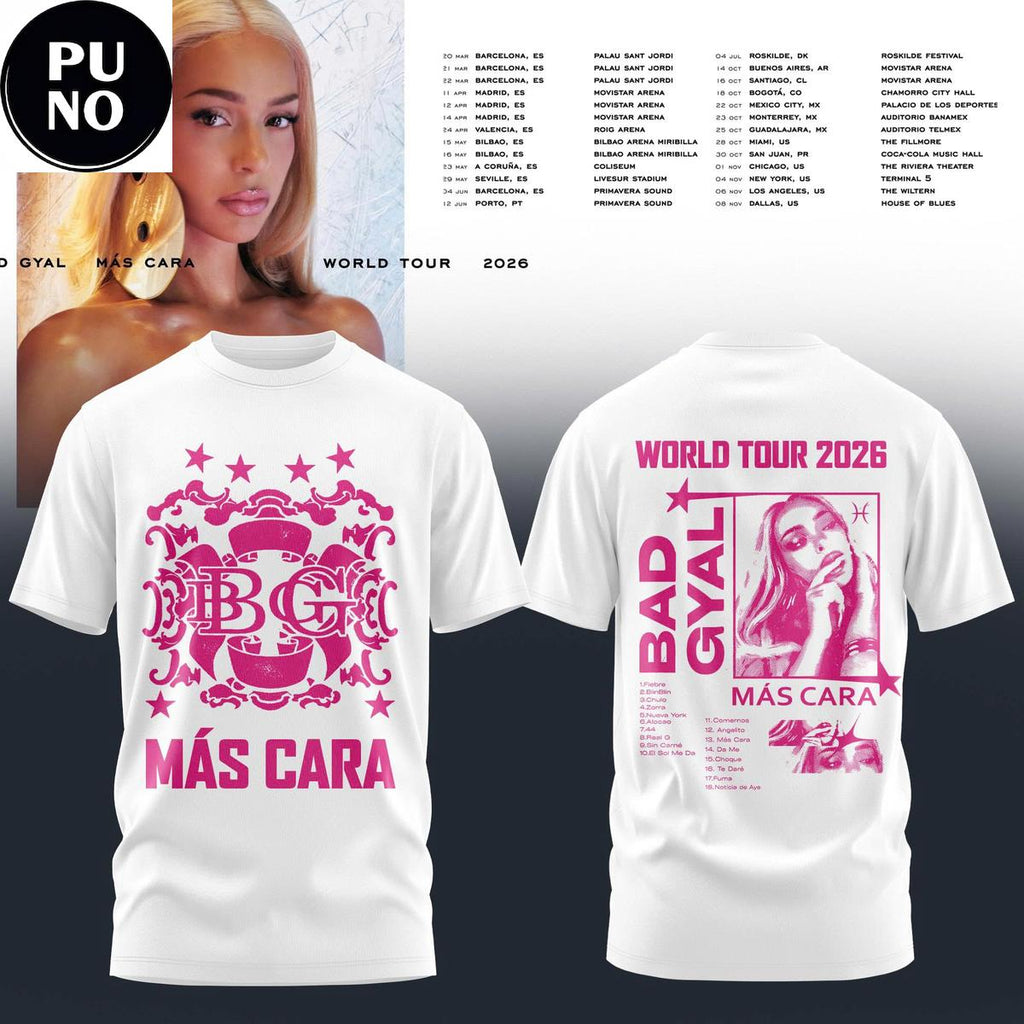 Bad Gyal Más Cara World Tour 2026 Hoodie T-Shirt