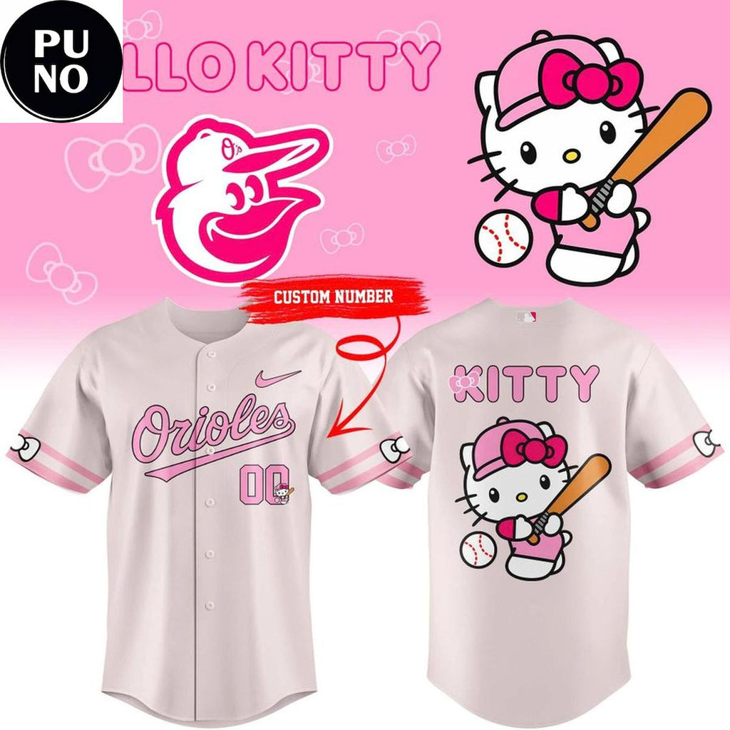 Baltimore Orioles x Hello Kitty Night 2026 Personalized Baseball Jersey