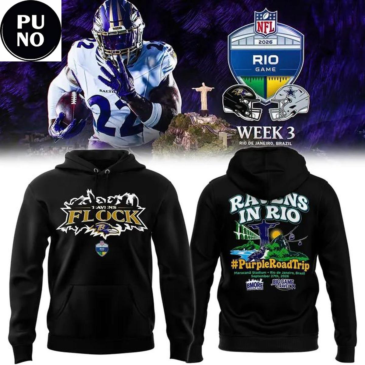 Baltimore Ravens 2026 NFL Rio De Janeiro Game Hoodie T-Shirt