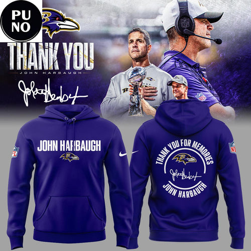 Baltimore Ravens Thank you For Memories Coach Harbaugh Hoodie T-Shirt
