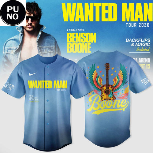 Benson Boone Wanted Man Tour 2026 Baseball Jersey