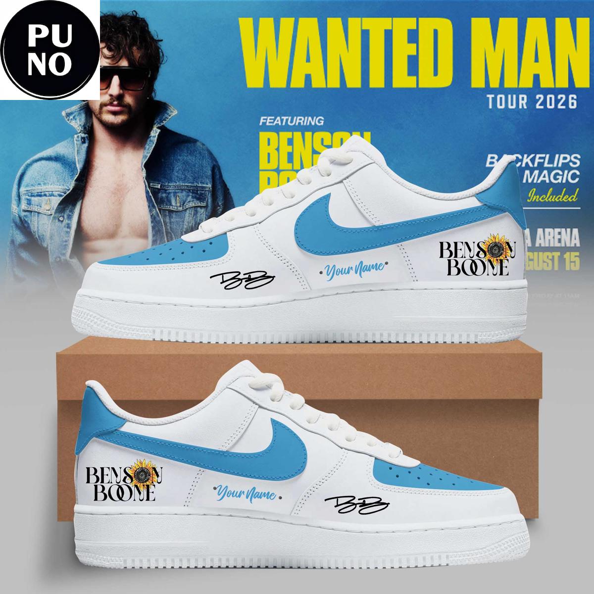 Benson Boone Wanted Man Tour 2026 Custom Name Air Force 1 Shoes