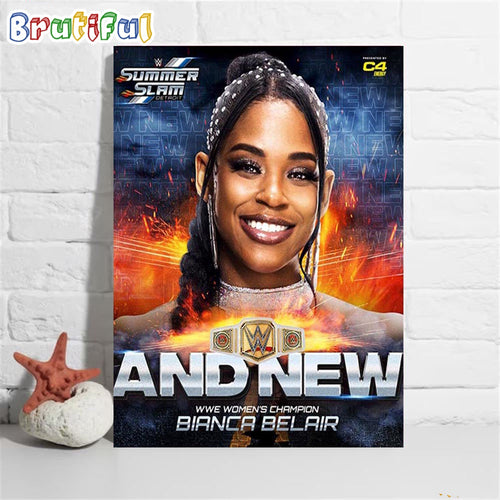Bianca Belair And New WWE Womens Champion At WWE SummerSlam Wall Art Poster Canvas