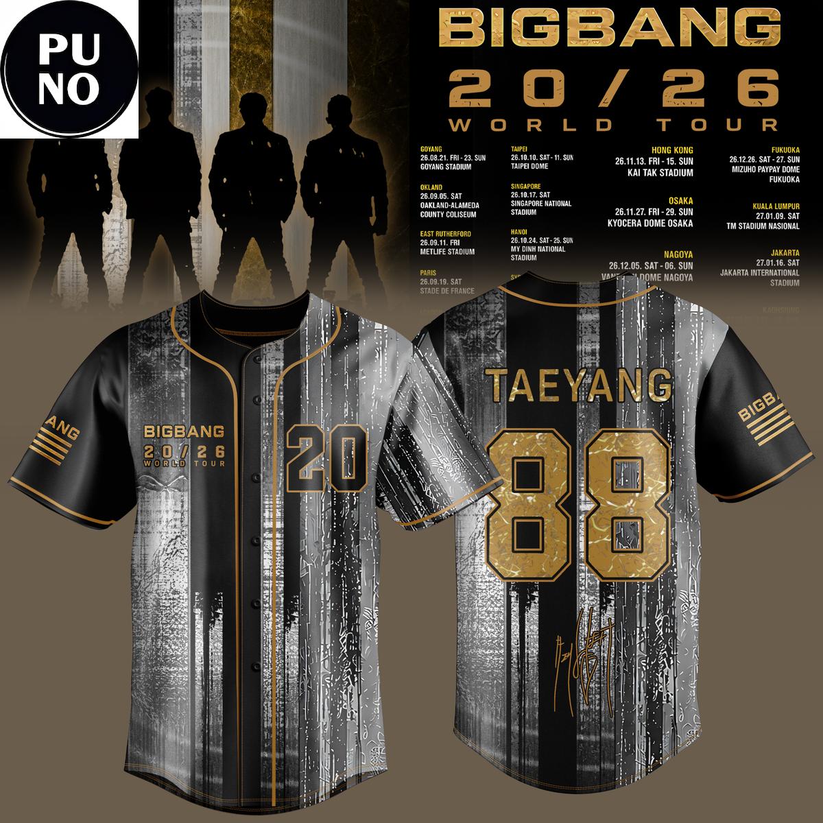 BigBang 20th Anniversary World Tour 26/27 Personalized Baseball Jersey