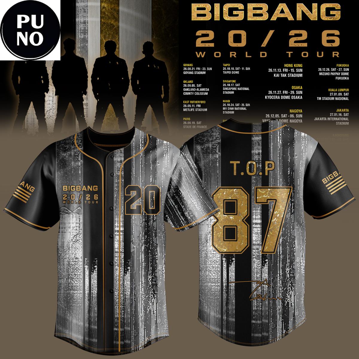 BigBang 20th Anniversary World Tour 26/27 Personalized Baseball Jersey