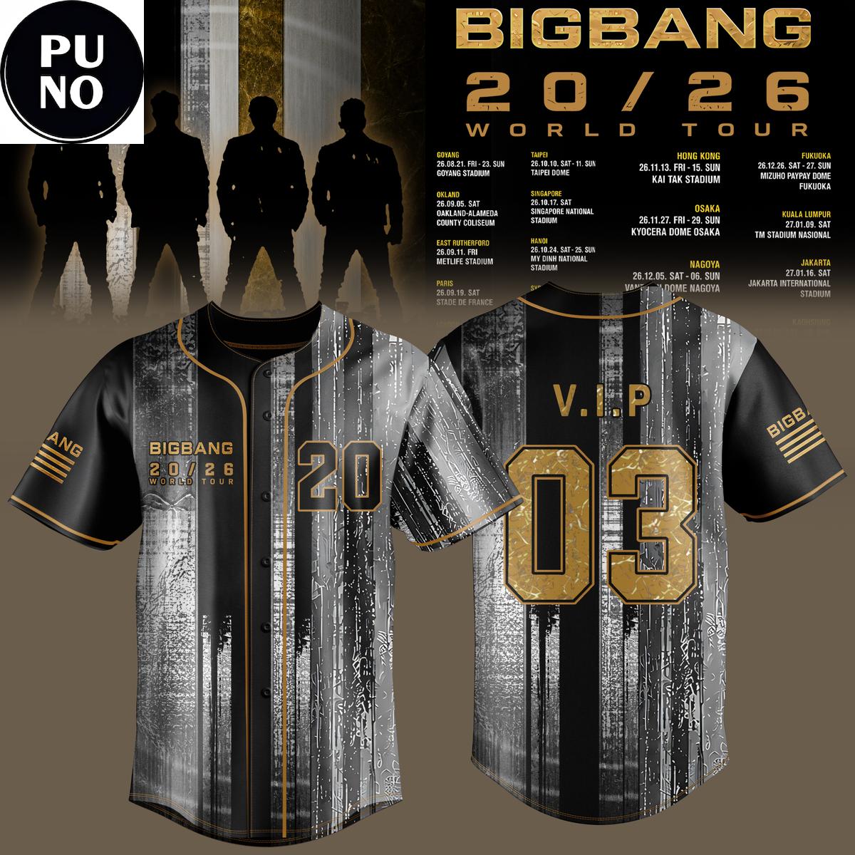 BigBang 20th Anniversary World Tour 26/27 Personalized Baseball Jersey