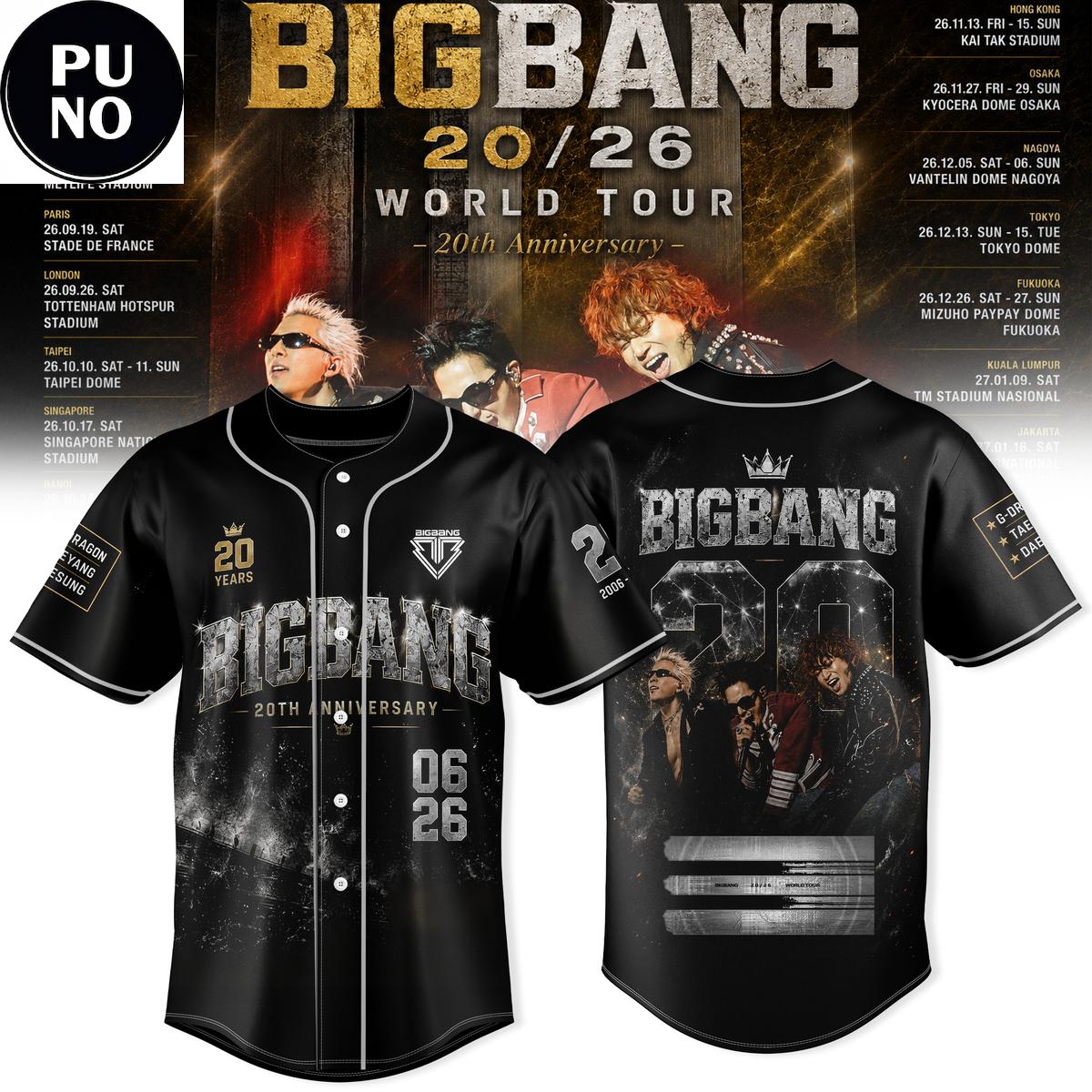 BigBang Is Back 2026 Anniversary 20 Years World Tour Baseball Jersey