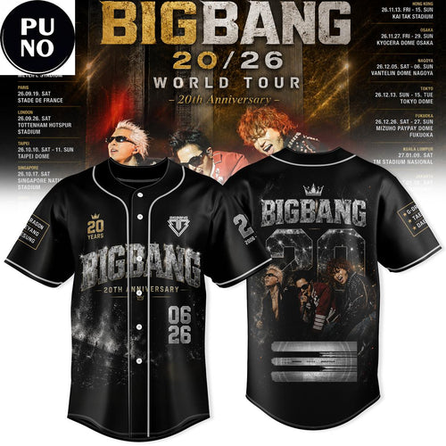 BigBang Is Back 2026 Anniversary 20 Years World Tour Baseball Jersey
