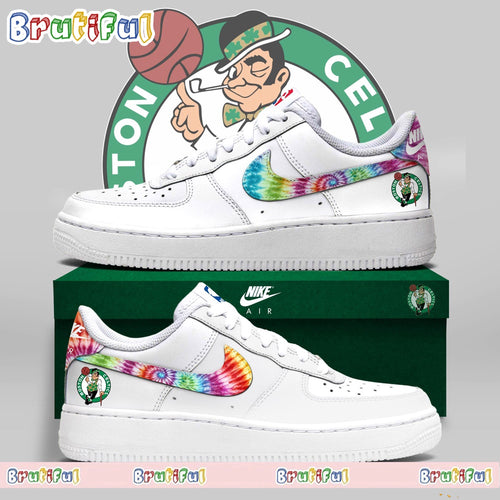 Bill Walton Boston Celtics 2024 Basketball Tie Dye Style Air Force 1 Shoes Sneaker