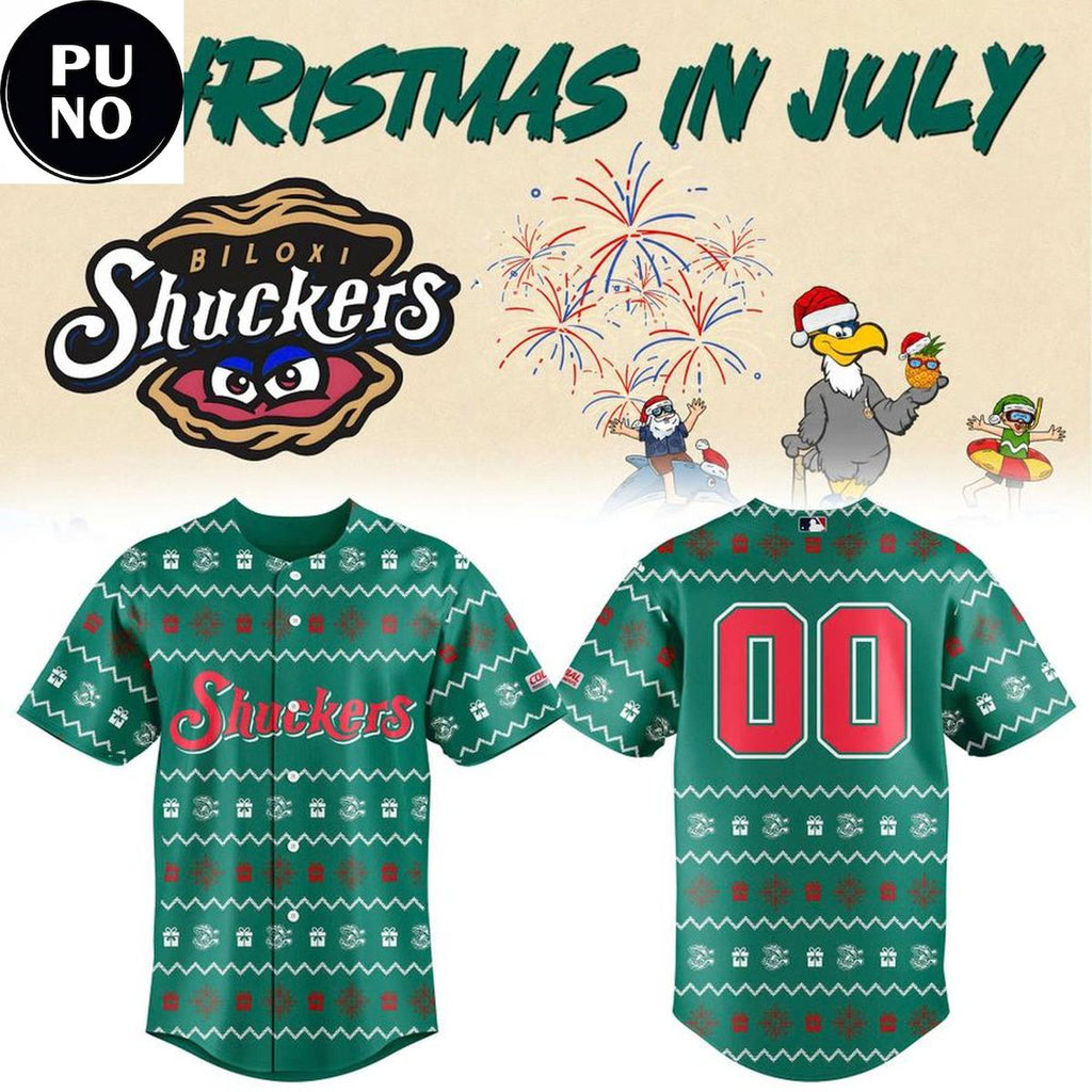 Biloxi Shuckers 2026 Christmas In July Personalized Baseball Jersey