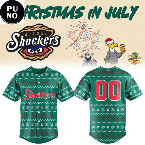 Biloxi Shuckers 2026 Christmas In July Personalized Baseball Jersey