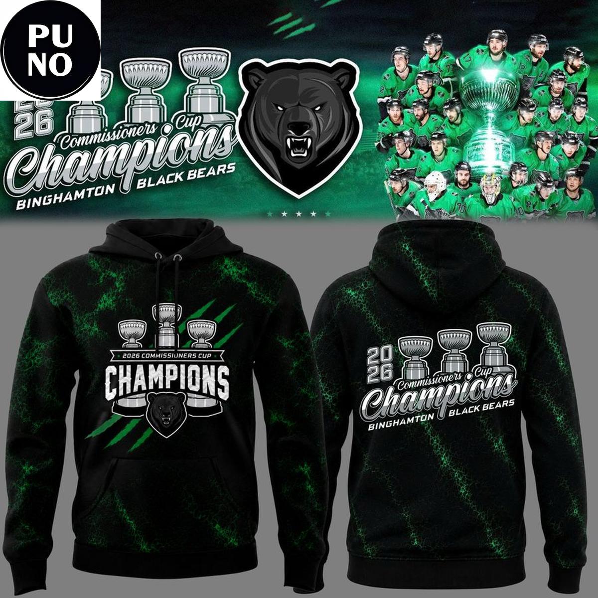 Binghamton Black Bears Commissionners Cup 2026 Champions Hoodie T-Shirt