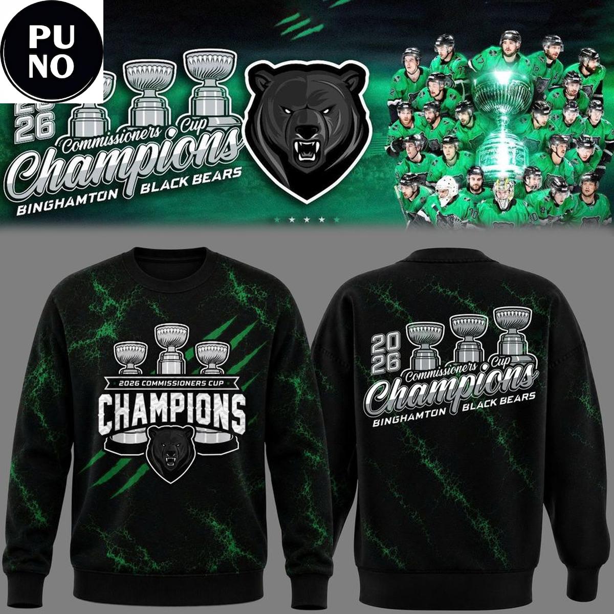 Binghamton Black Bears Commissionners Cup 2026 Champions Hoodie T-Shirt