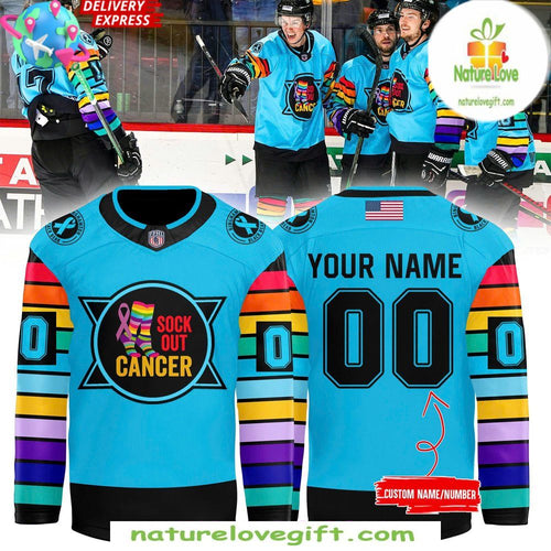 Binghamton Black Bears Hockey Jersey Sock Out Cancer