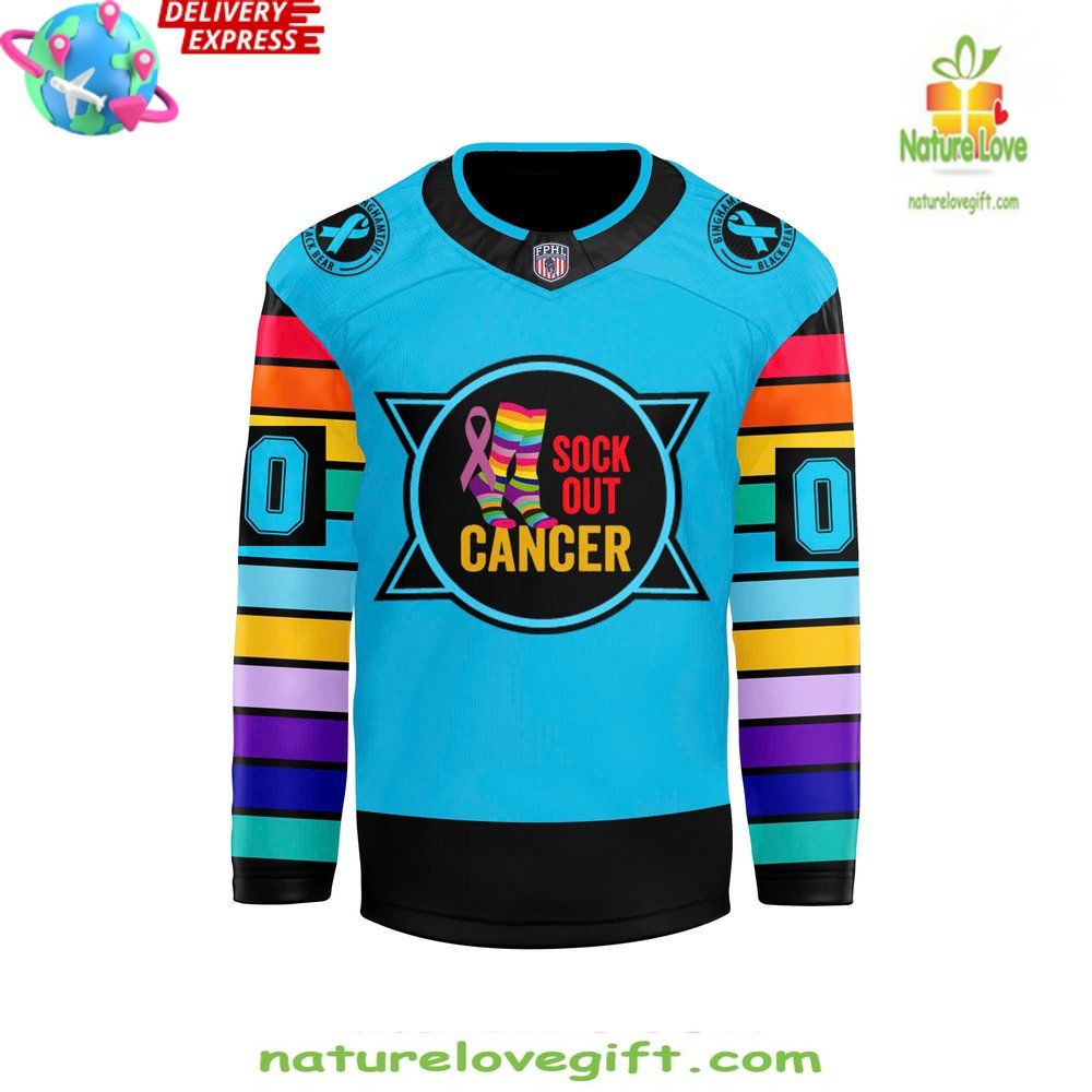 Binghamton Black Bears Hockey Jersey Sock Out Cancer