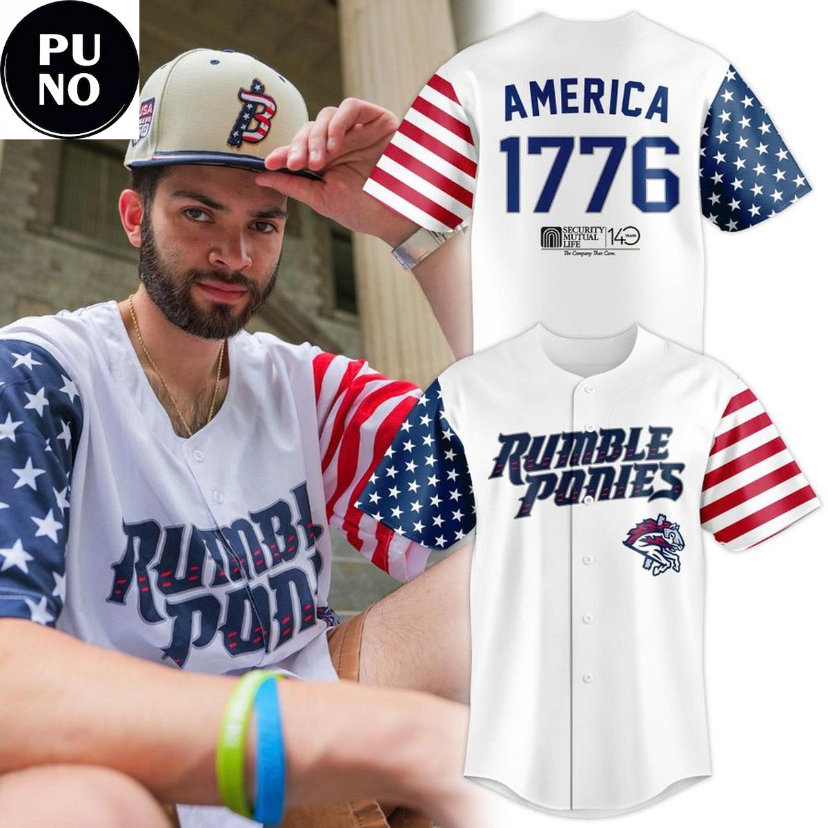Binghamton Rumble Ponies 250th Anniversary of USA Night Baseball Jersey