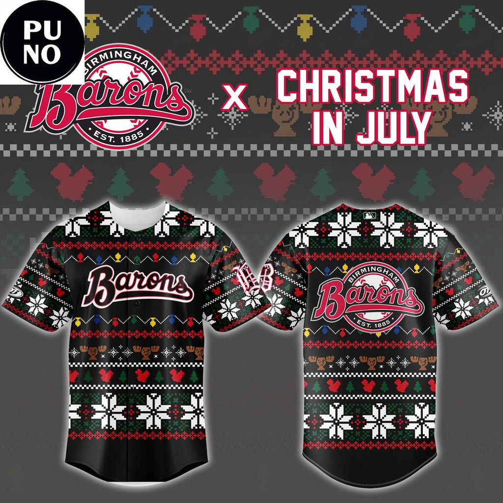 Birmingham Barons x Christmas In July 2026 Personalized Baseball Jersey