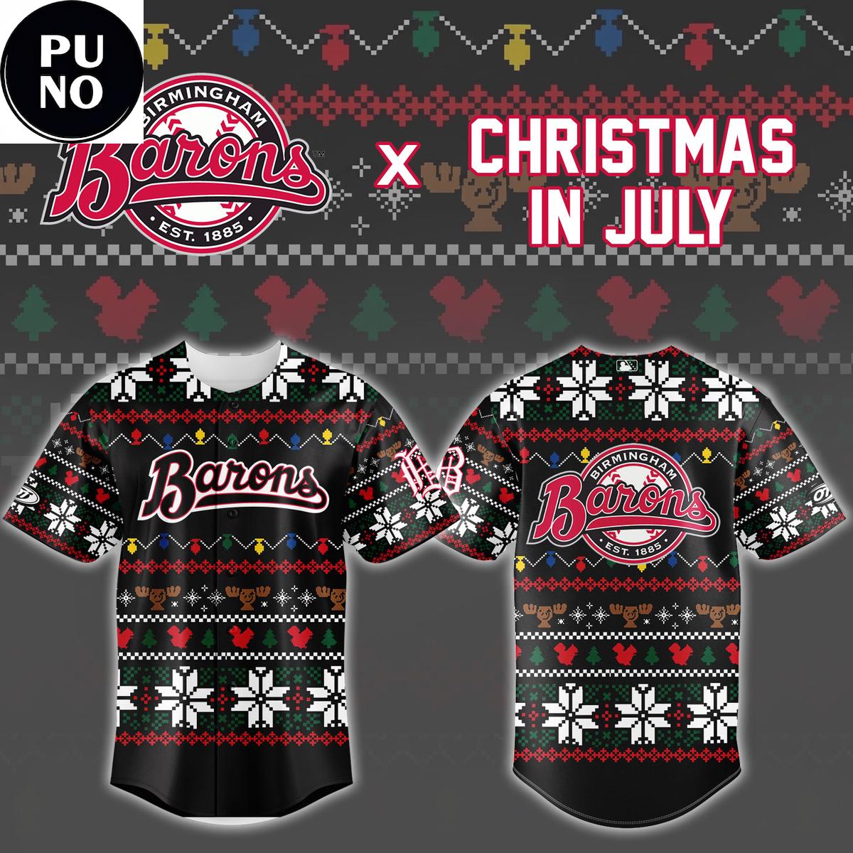 Birmingham Barons x Christmas In July 2026 Personalized Baseball Jersey