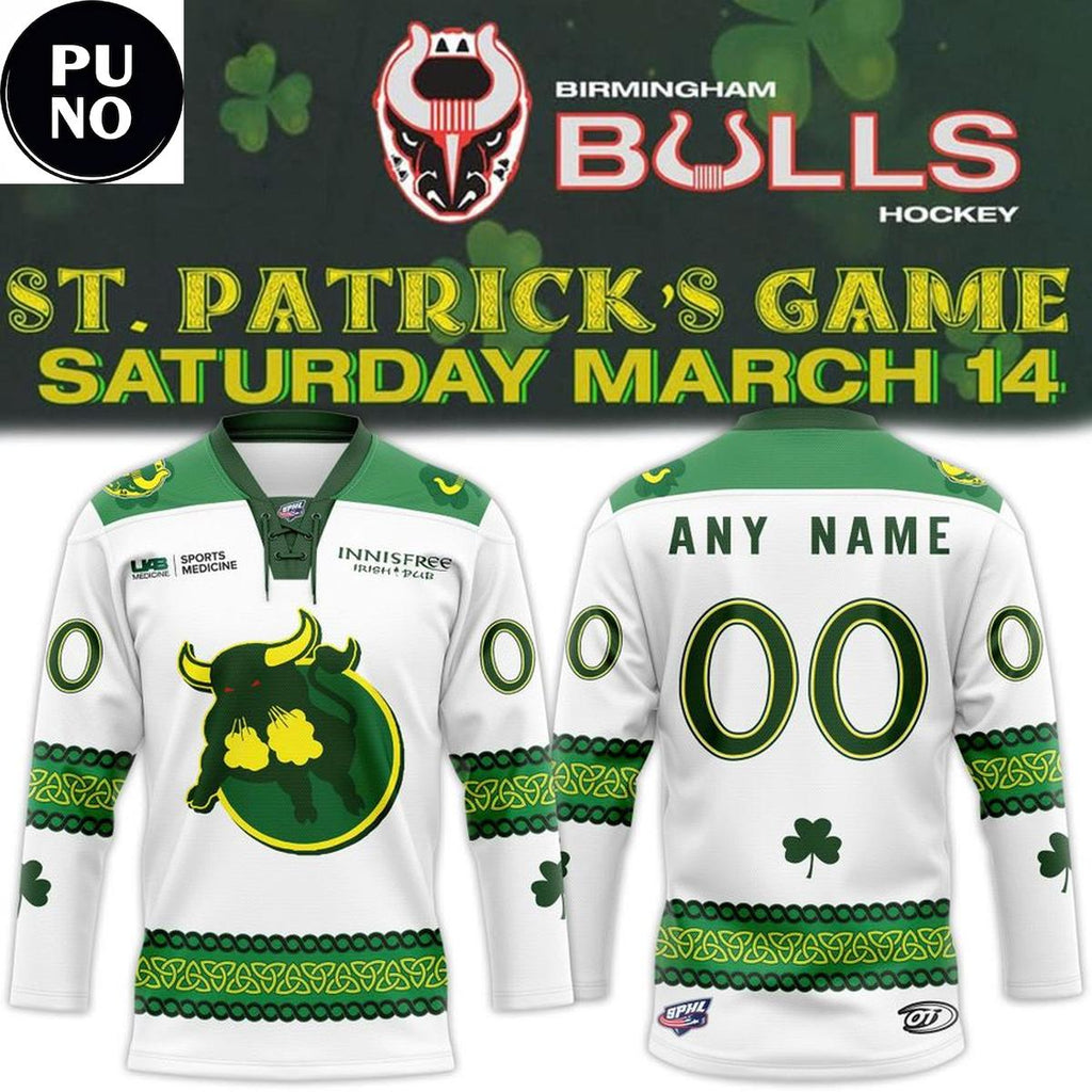 Birmingham Bulls 2026 St. Patrick’s Game Personalized Hockey Jersey