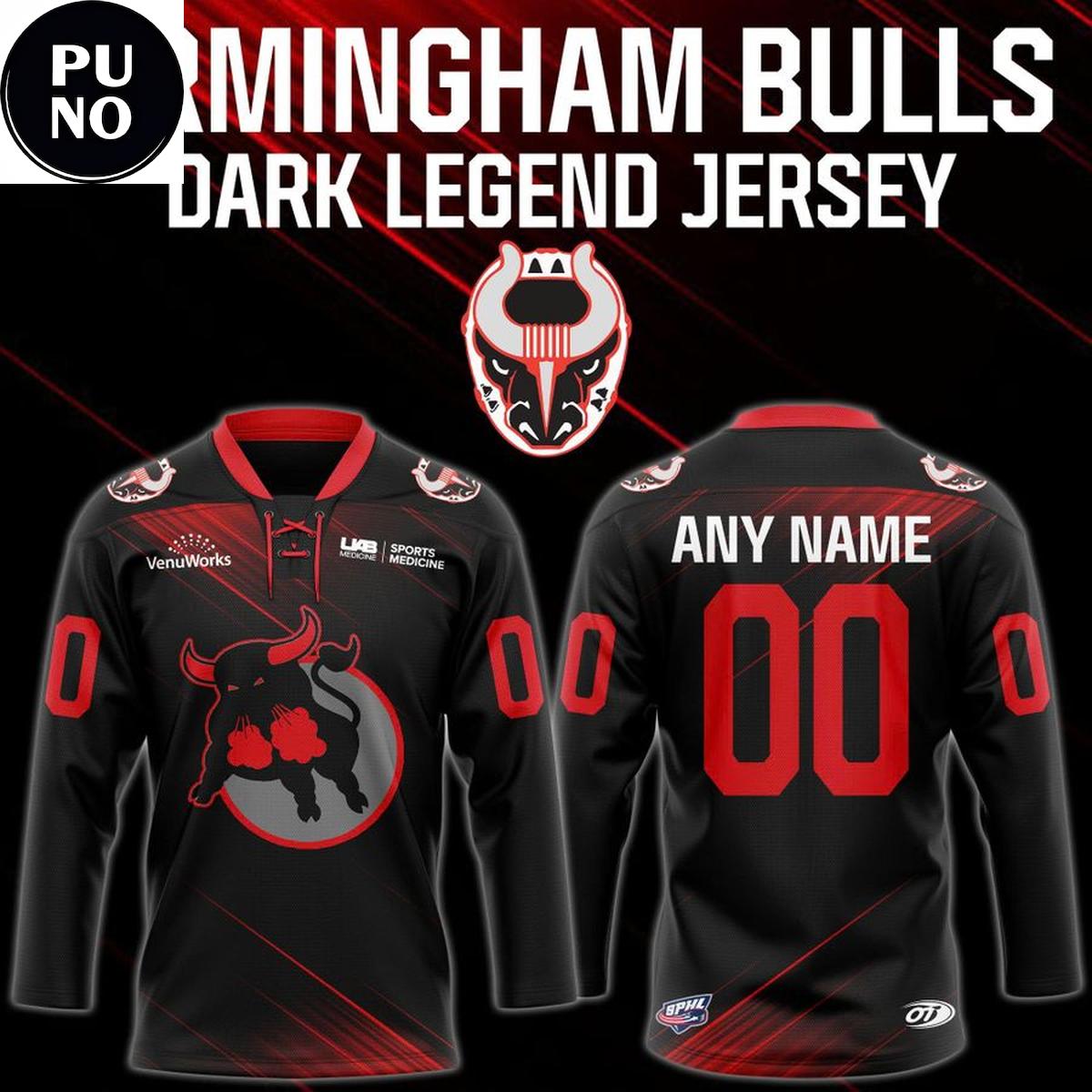 Birmingham Bulls Bulls Dark Legend 2026 Personalized Hockey Jersey