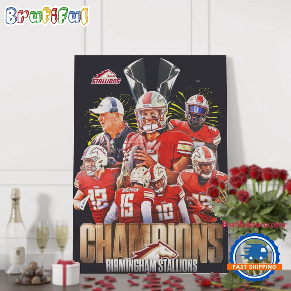 Birmingham Stallions 2024 UFL Championship Wall Art Poster Canvas