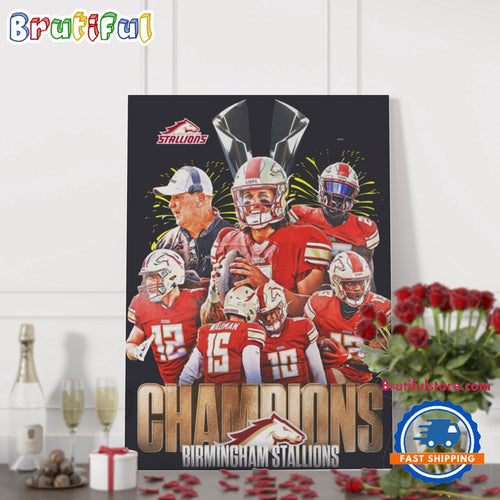 Birmingham Stallions 2024 UFL Championship Wall Art Poster Canvas