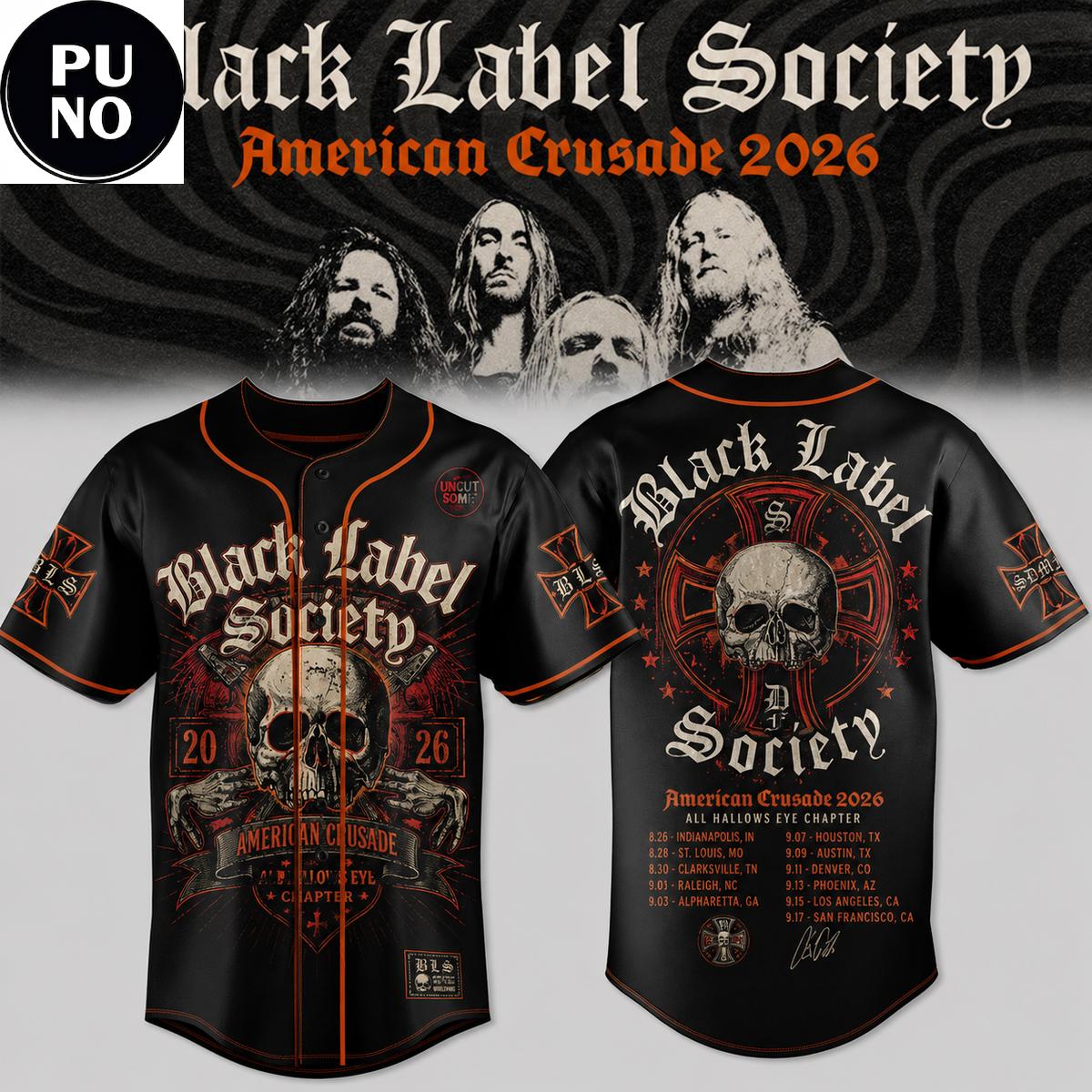 Black Label Society American Crusade Tour 2026 Baseball Jersey