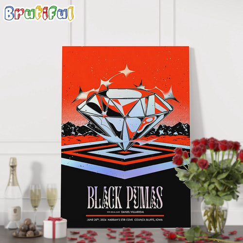 Black Pumas June 20 2024 Harrah’s Stir Cove Council Bluffs Iowa Tour Wall Art Poster Canvas