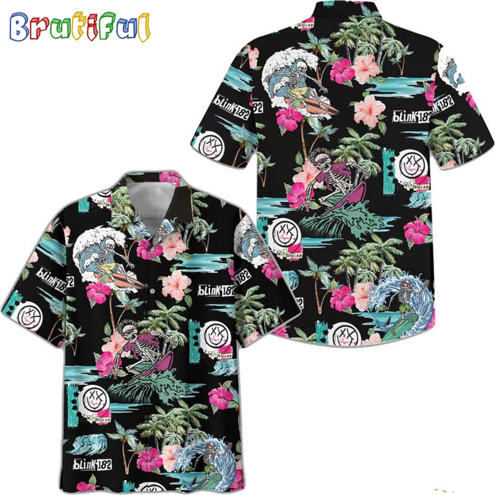 Blink-182 Skull Palm Tree 2024 Trending Hawaiian Shirt