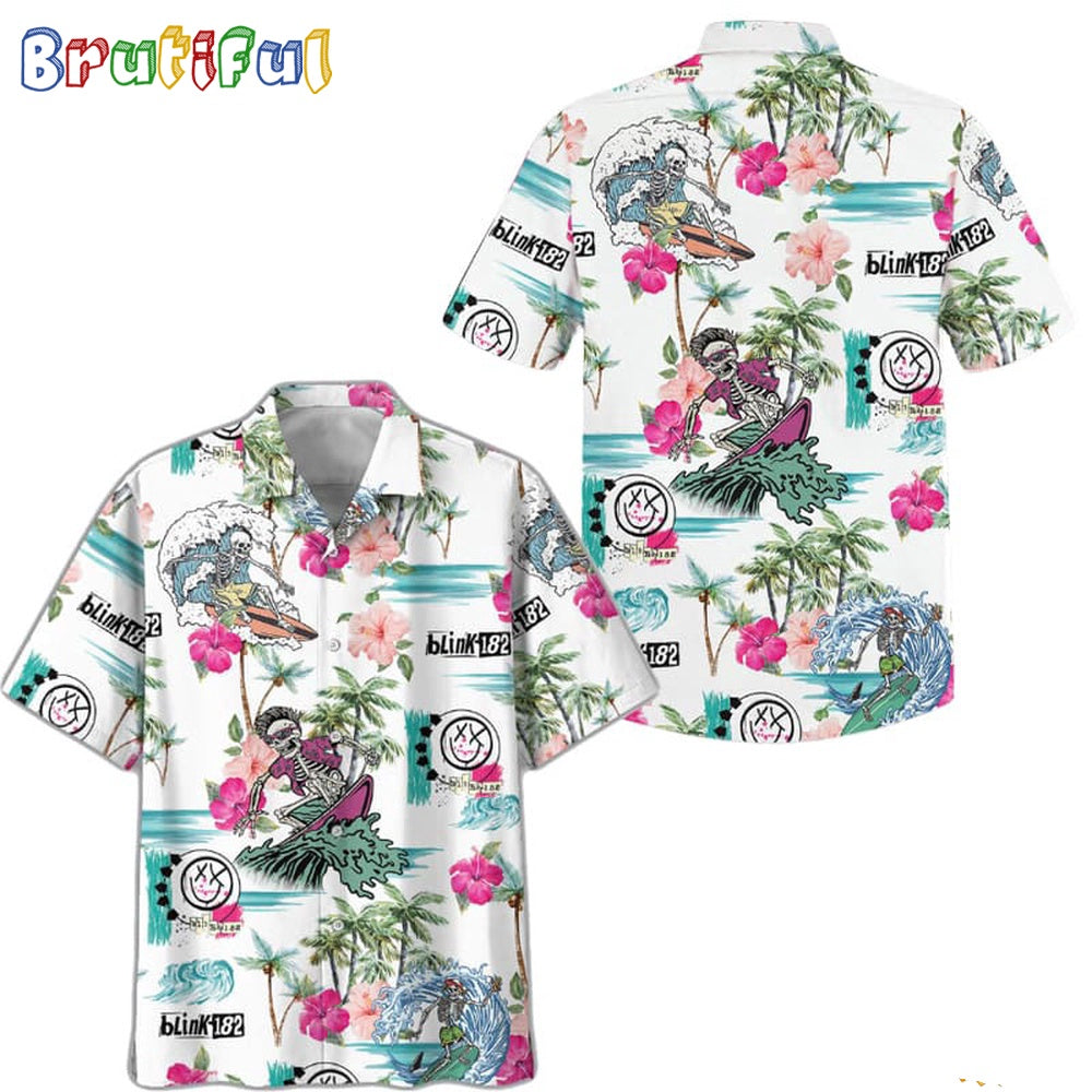 Blink-182 Skull Sea Surfing 2024 Trending Hawaiian Shirt