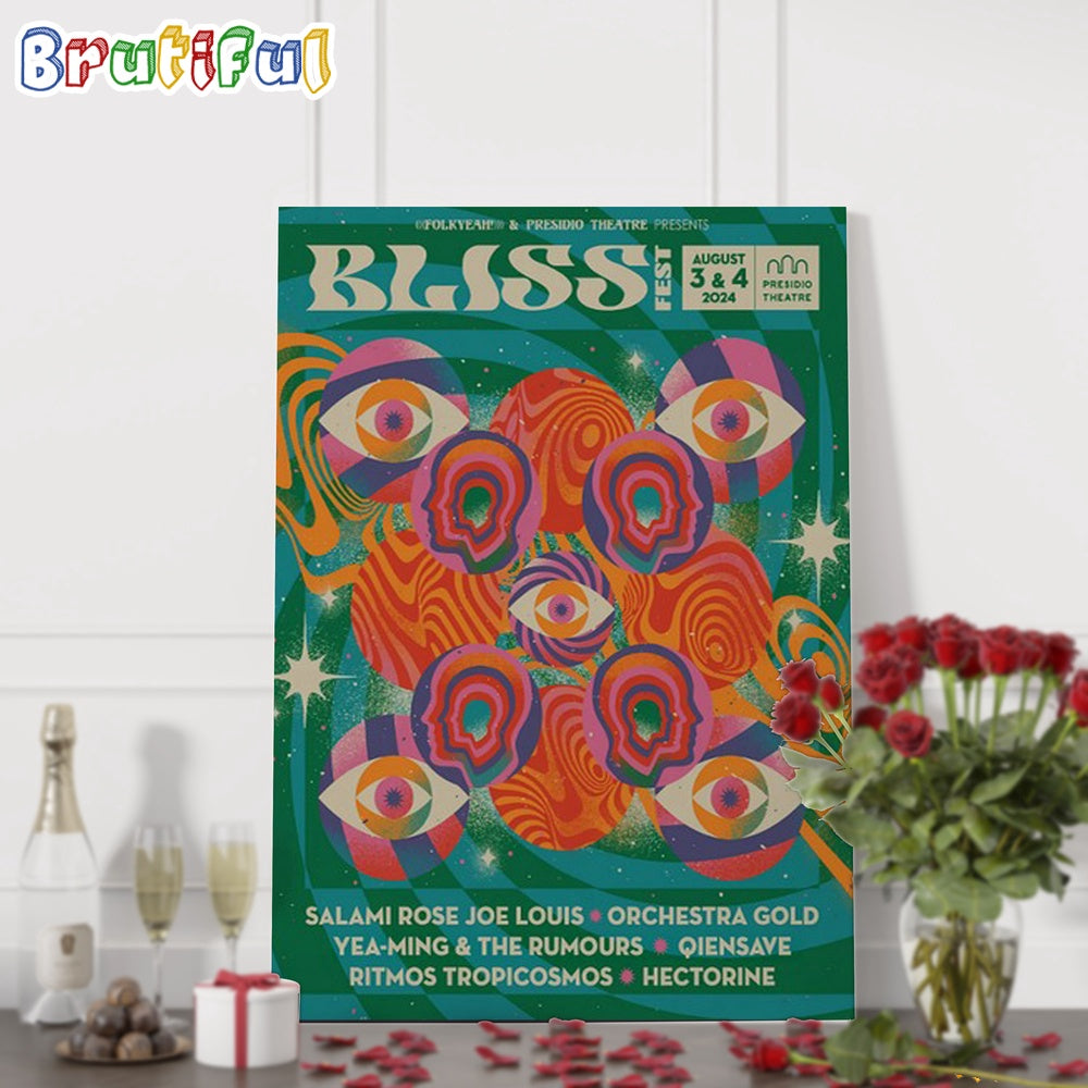 Bliss Fest August 3-4 2024 Presidio Theatre San Francisco CA Wall Art Poster Canvas