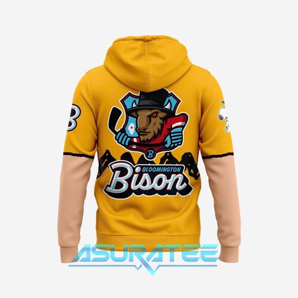 Bloomington Bison 2025 Peanuts-themed Teddy Bear Toss Hoodie