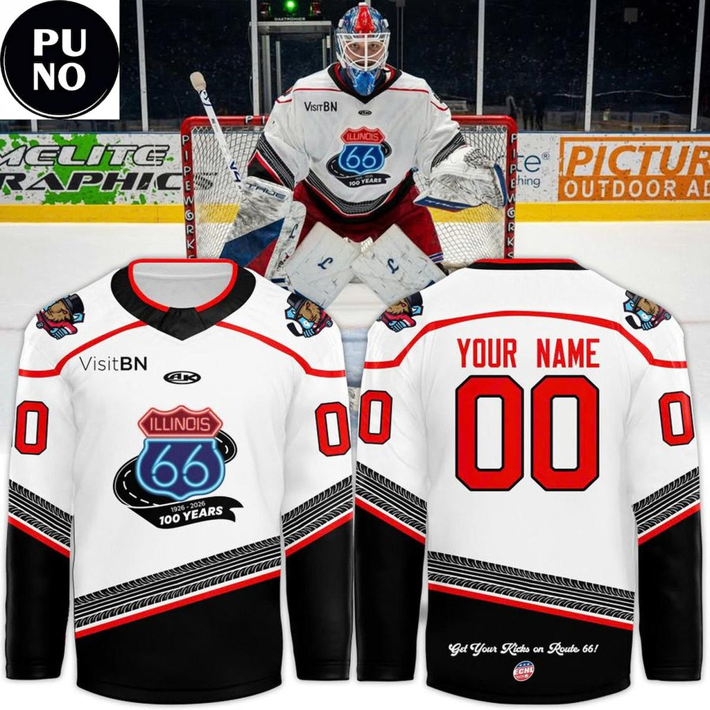 Bloomington Bison Honoring The Centennial Of Route 66 2026 Personalized Hockey Jersey