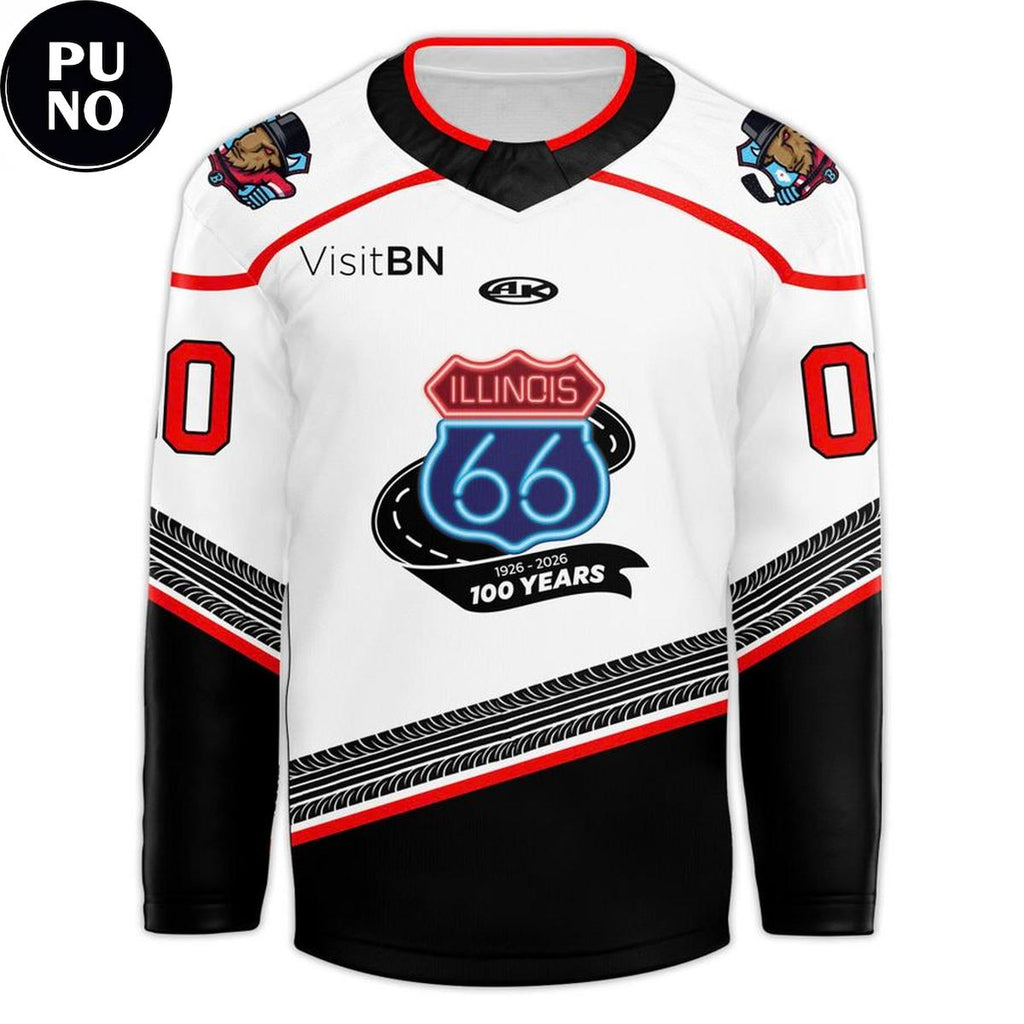 Bloomington Bison Honoring The Centennial Of Route 66 2026 Personalized Hockey Jersey