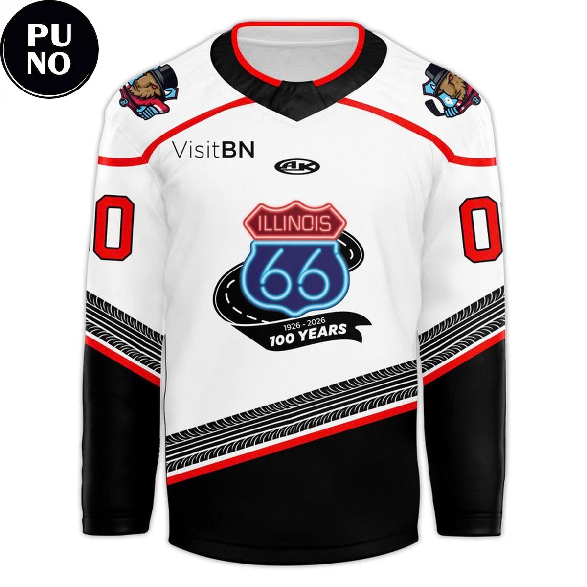 Bloomington Bison Honoring The Centennial Of Route 66 2026 Personalized Hockey Jersey