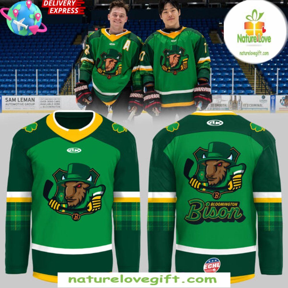 St Patrick’s Day 2026 Bloomington Bison Hockey Jersey