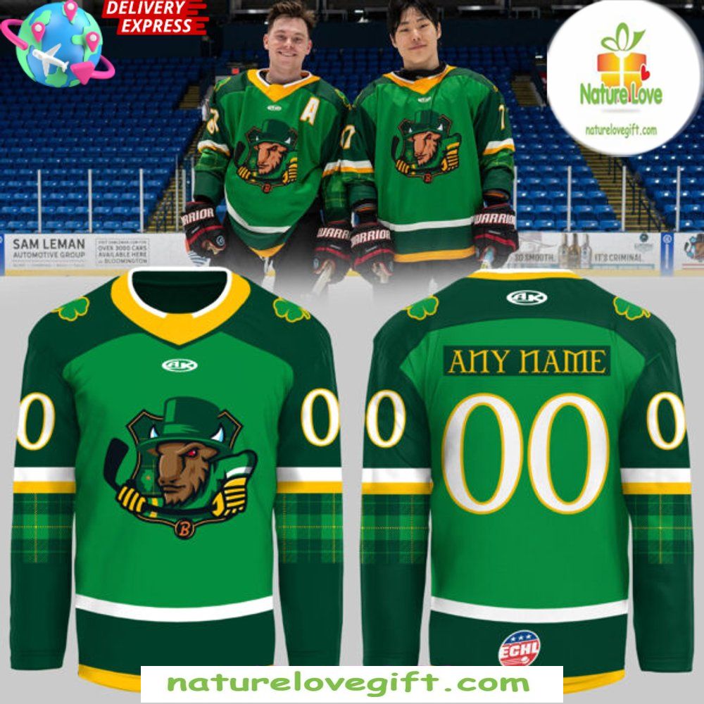 St Patrick’s Day 2026 Bloomington Bison Hockey Jersey