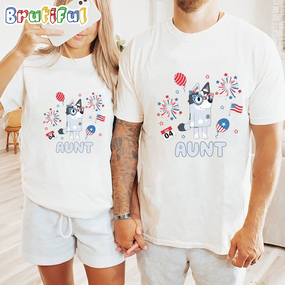 Bluey Aunt Independence Day 4th Of July Shirt, Bluey T Shirt, Mens Bluey Shirt, Womens Bluey Shirt