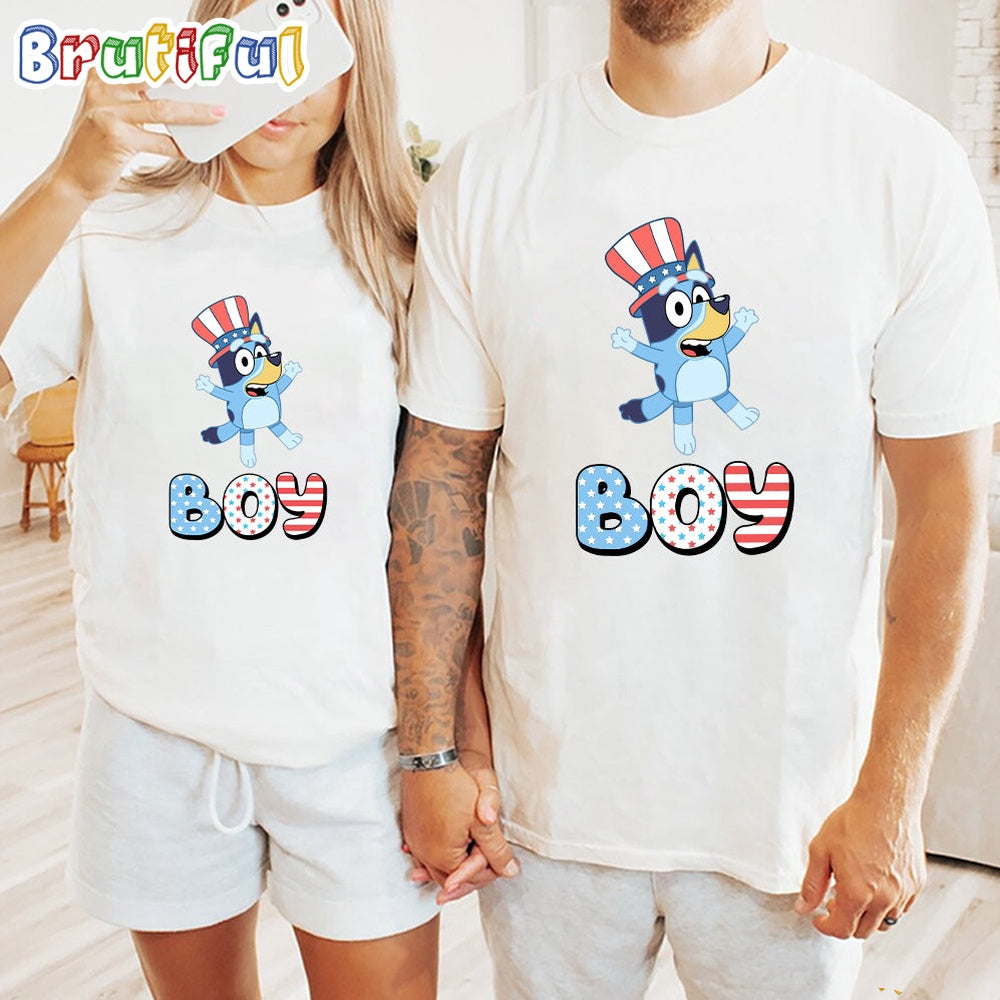 Bluey Boy Independence Day 4th Of July T Shirt, Bluey T Shirt, Mens Bluey Shirt, Womens Bluey Shirt