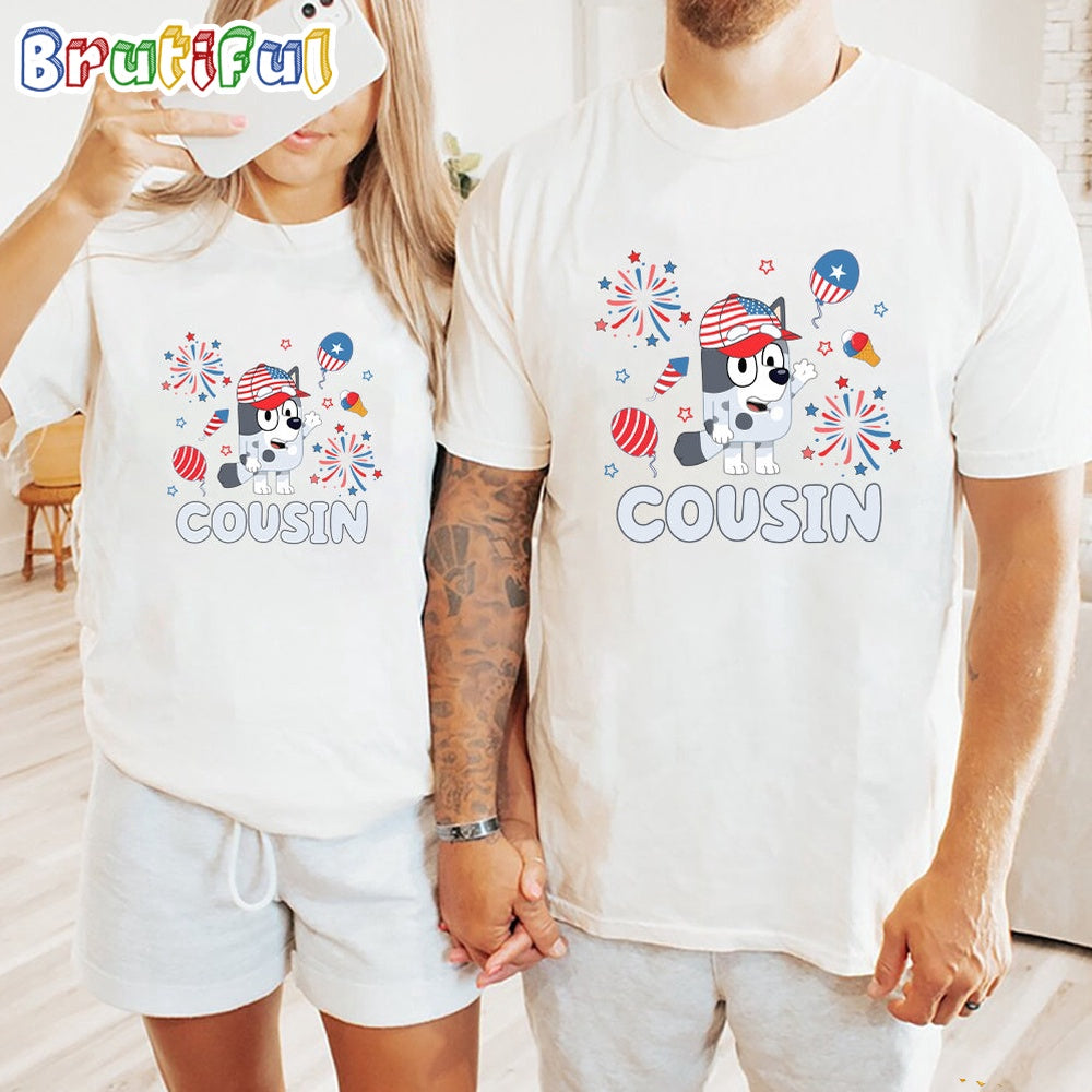 Bluey Cousin Independence Day 4th Of July Shirt, Bluey T Shirt, Mens Bluey Shirt, Womens Bluey Shirt
