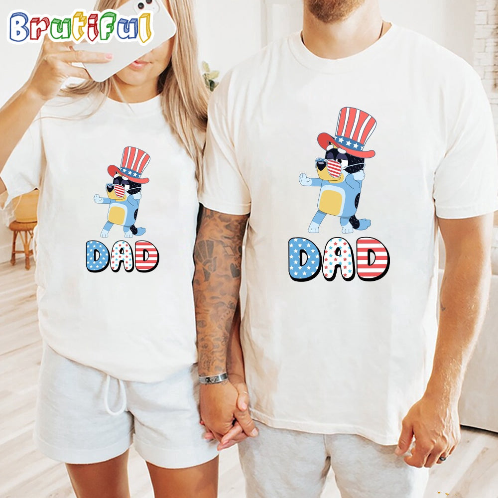 Bluey Dad Happy Independence Day 4th Of July 2024 Shirt, Bluey T Shirt, Mens Bluey Shirt, Womens Bluey Shirt